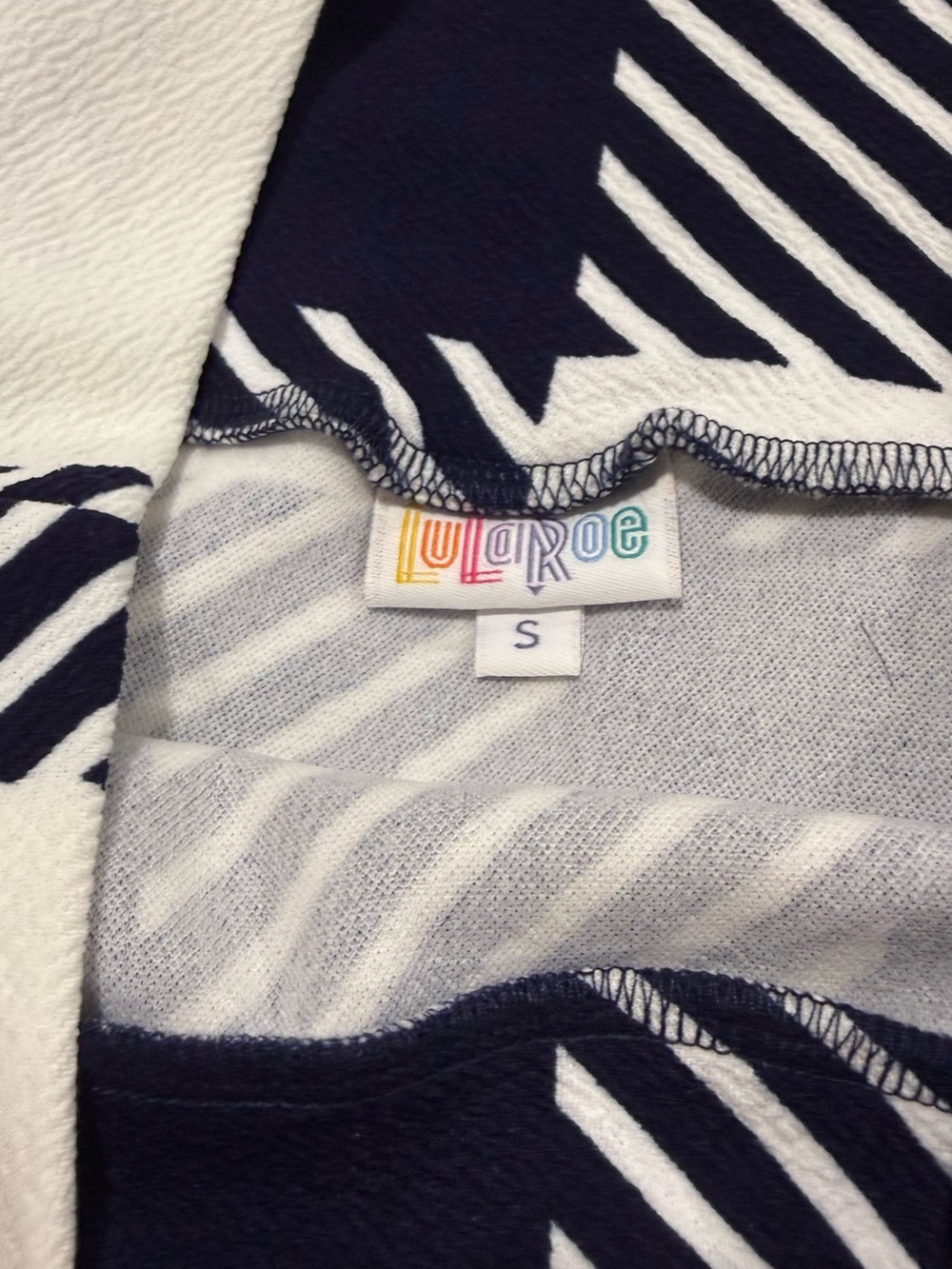 NWT LuLaRoe Cassie Navy Blue & White Checkered Knit Pencil Skirt - Picture 11 of 14